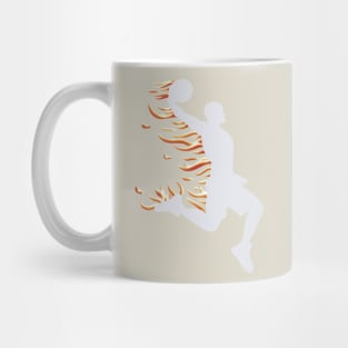 Basketball Player Dunking On Fire - White Mug